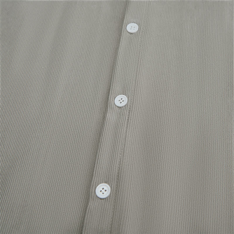 Buddha Stones Fall Casual Solid Corduroy Men's Long Sleeve Shirts With Patch Pockets - image 14