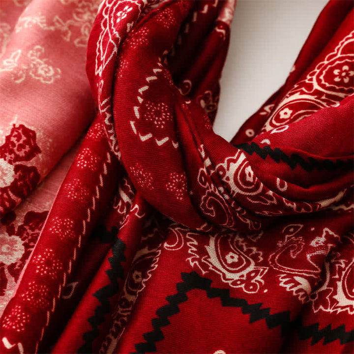 Buddha Stones Spring Fall Boho Paisley Patchwork Tassel Women's Scarf - image 18