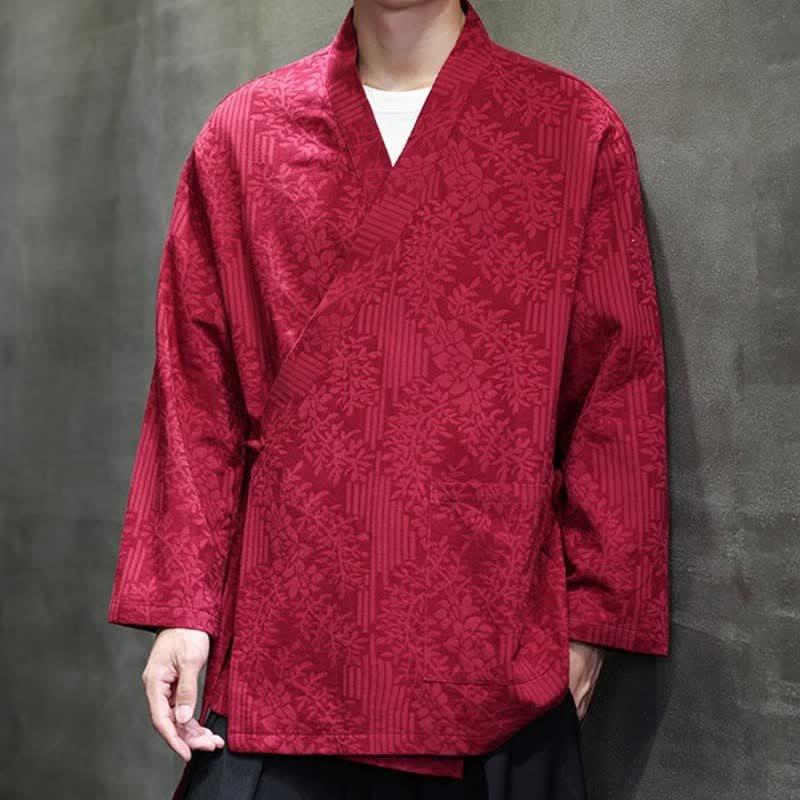 Buddha Stones Fall Winter Tang Style Casual Drawstring Floral Men's Kimonos - image 20
