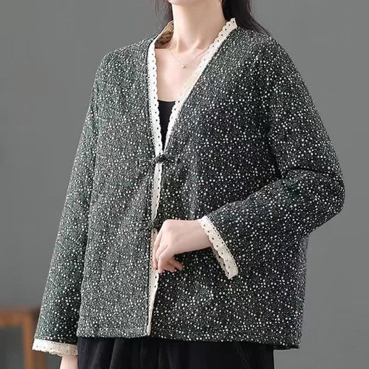 Buddha Stones Fall Winter Vintage Elegant Button-Up Floral Knit Women's Jackets - image 10