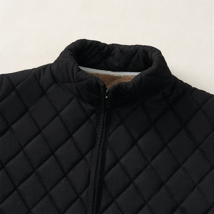 Buddha Stones Winter Casual Mandarin Collar Diamond-shaped Design Zipper Solid Tank Top Men's Vest With Pockets - image 16