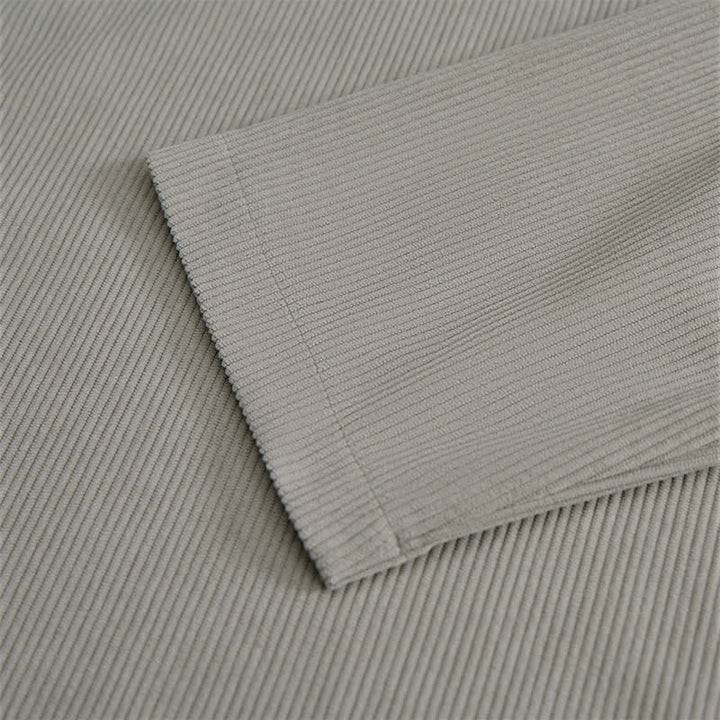 Buddha Stones Fall Winter Casual Tang Style Mandarin Collar Solid Corduroy Men's Long Sleeve Shirts With Patch Pocket - image 14