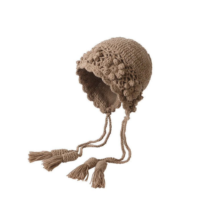 Buddha Stones Fall Winter Knit Floral Tassel Earflap Women's Hat - image 2