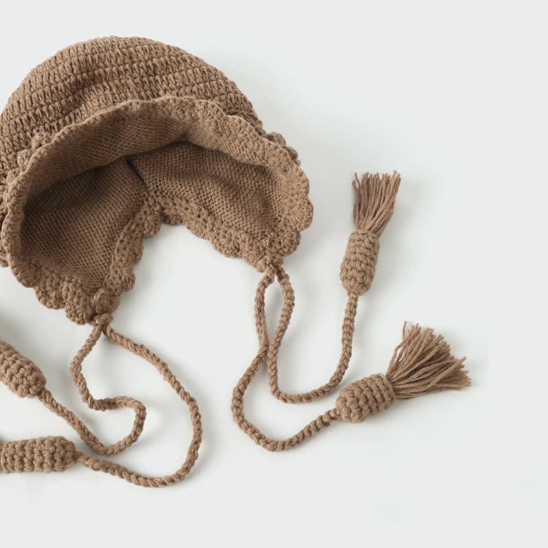 Buddha Stones Fall Winter Knit Floral Tassel Earflap Women's Hat - image 4