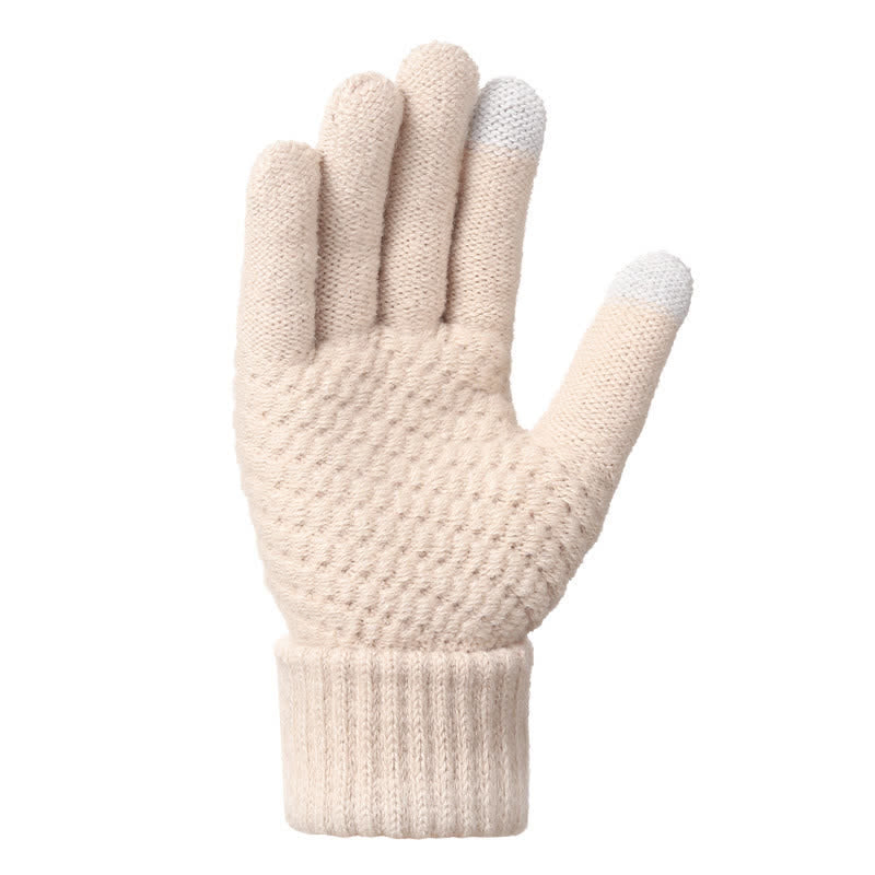 Buddha Stones 3Pcs Fall Winter Ribbed Knit Cozy Women's Scarf Gloves Hat - image 1