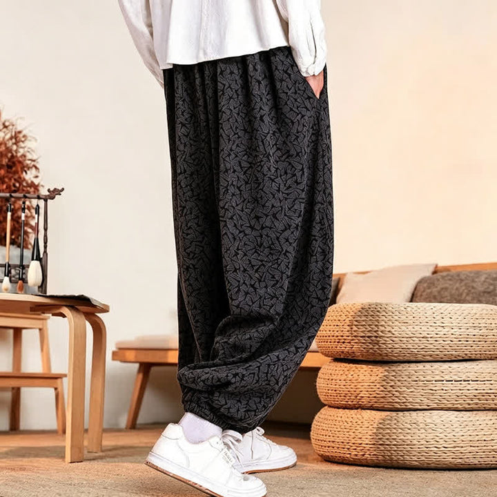 Buddha Stones Fall Winter Casual Minimalist Drawstring Abstract Long Pants Men's Harem Pants With Pockets - image 4