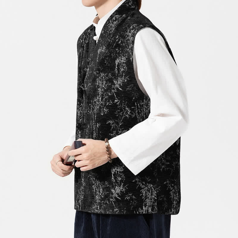 Buddha Stones Fall Tang Style Vintage Button-Up Bamboo Abstract Tank Top Men's Vest - image 3