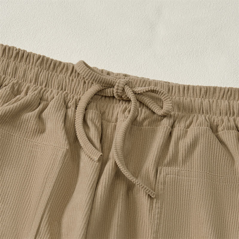 Buddha Stones Fall Winter Casual Drawstring Solid Long Pants Elastic Waist Corduroy Women's Tapered Pants With Pockets - image 15