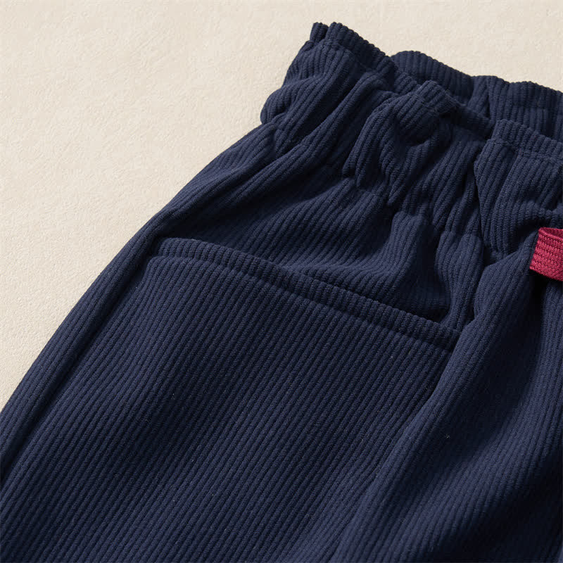 Buddha Stones Fall Winter Casual Minimalist Drawstring Solid Cropped Pants Corduroy Women's Straight Leg Pants With Pockets - image 10