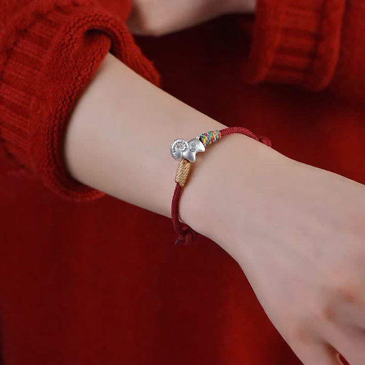 Buddha Stones Year of the Goat 999 Sterling Silver Sheep Red String Protection Bracelet - image 8