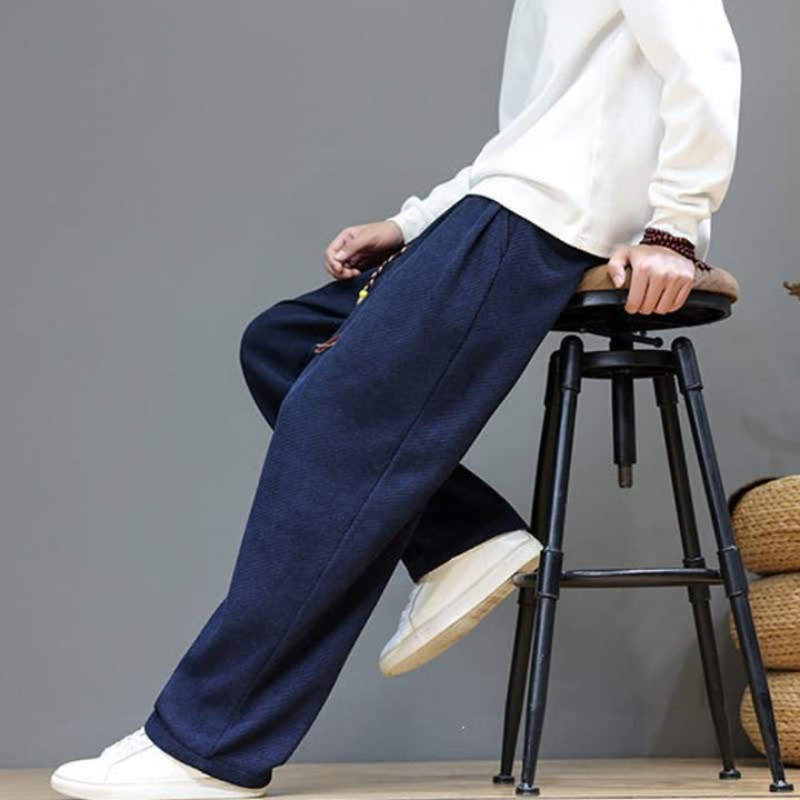 Buddha Stones Fall Winter Casual Vintage Drawstring Solid Long Pants Men's Straight Leg Pants With Pockets - image 26