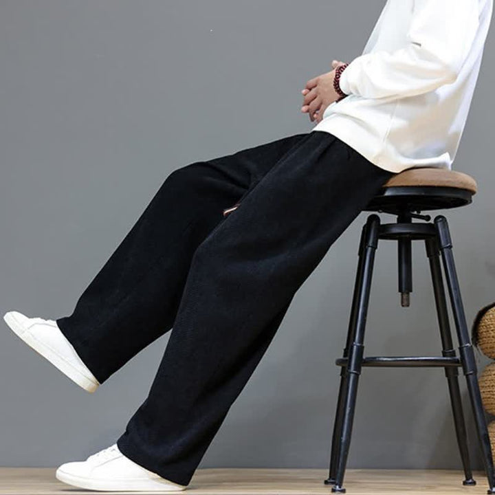 Buddha Stones Fall Winter Casual Vintage Drawstring Solid Long Pants Men's Straight Leg Pants With Pockets - image 18