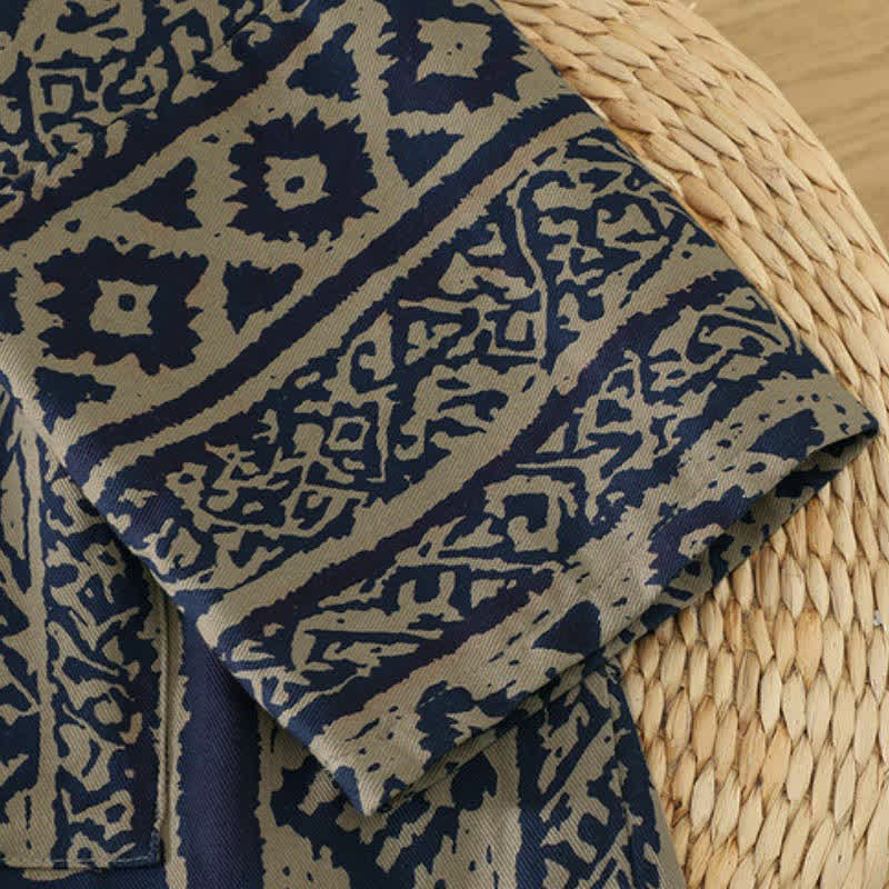 Buddha Stones Spring Casual Vintage Open Front Geometric Women's Kimono With Pocket - image 8