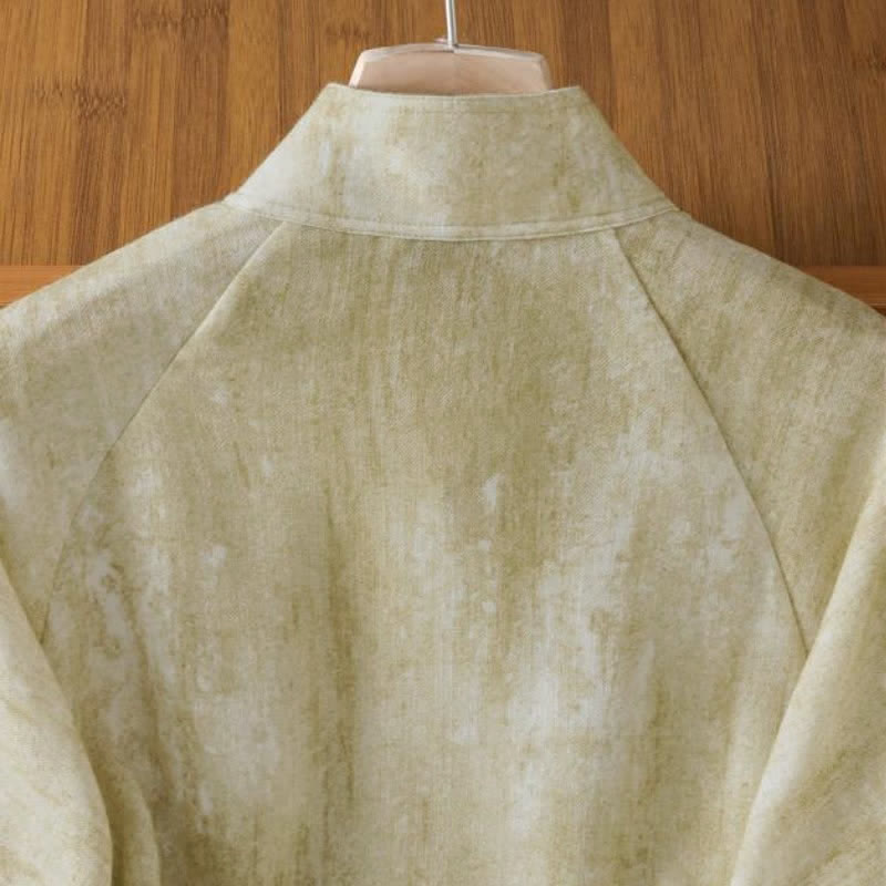 Buddha Stones Fall Casual Tang Style Mandarin Collar Buttons Solid Women's Long Sleeve Shirts - image 3