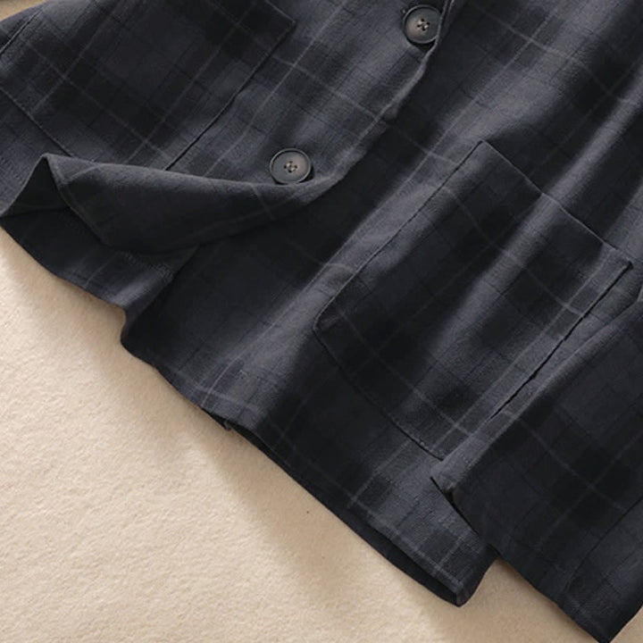 Buddha Stones Fall Vintage Classic Button-Up Plaid Women's Jacket With Pockets - image 18