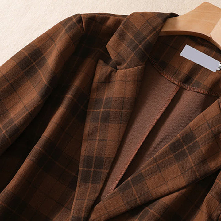 Buddha Stones Fall Vintage Classic Button-Up Plaid Women's Jacket With Pockets - image 22