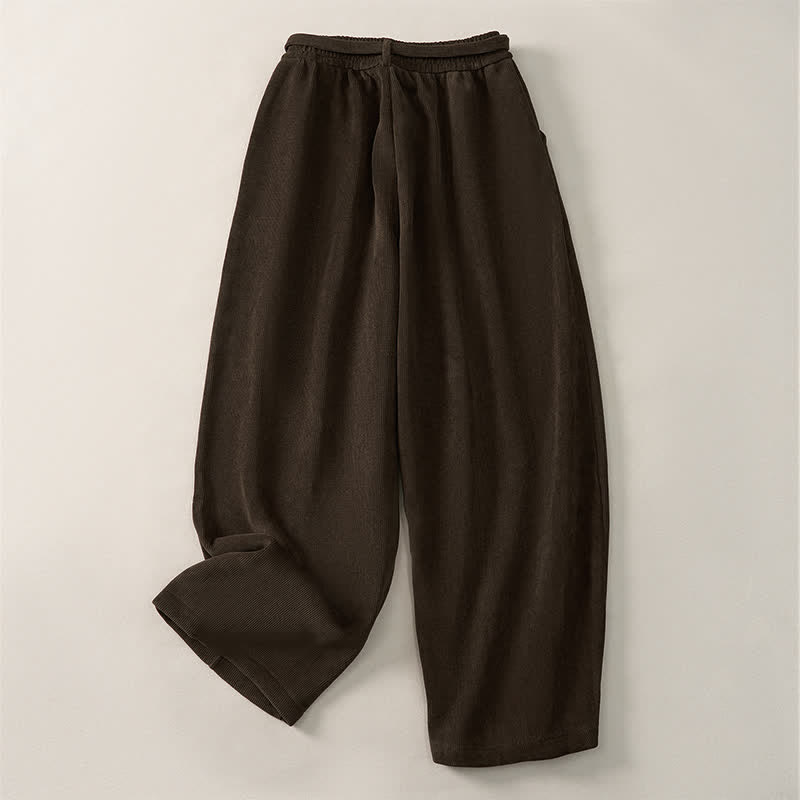 Buddha Stones Fall Winter Casual Minimalist Drawstring Solid Ankle Pants Women's Harem Pants With Pockets - image 1