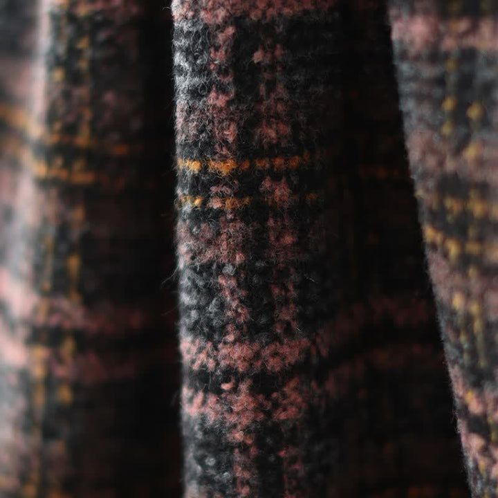 Buddha Stones Fall Winter Minimalist Classic Pleated Plaid Women's Skirt With Pockets - image 9