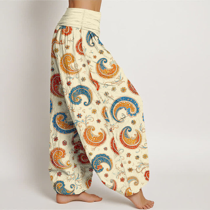 Buddha Stones Cotton Exotic Paisley Motif Pattern Women's Elastic Waist Harem Pants - image 10
