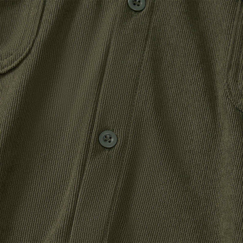 Buddha Stones Spring Casual Simple Solid Corduroy Men's Long Sleeve Shirts With Patch Pockets - image 14