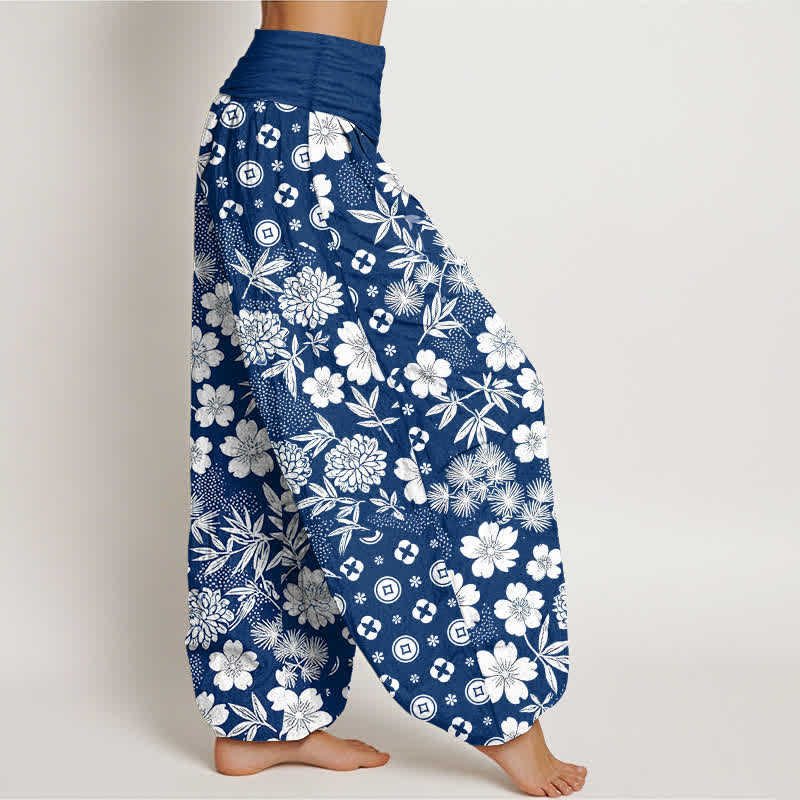 Buddha Stones Cotton Bohemian Floral Geometry Coins Pattern Women's Elastic Waist Harem Pants - image 2