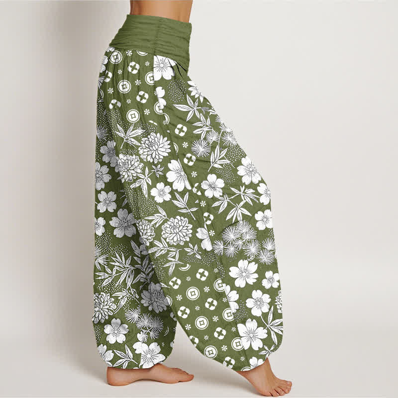 Buddha Stones Cotton Bohemian Floral Geometry Coins Pattern Women's Elastic Waist Harem Pants - image 10