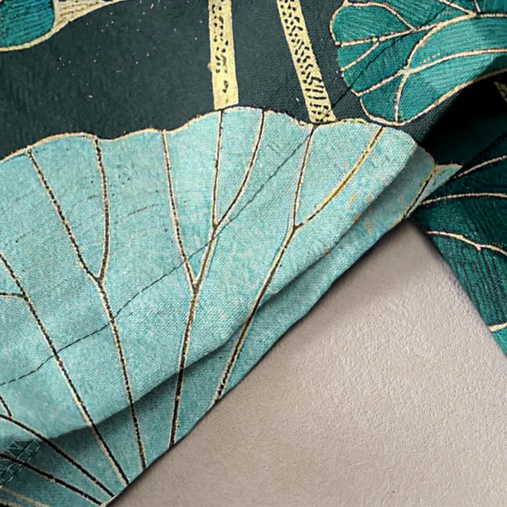 Buddha Stones Pure Cotton Serene Lotus Bloom Pattern Women's Elastic Waist Pants With Pockets - image 2