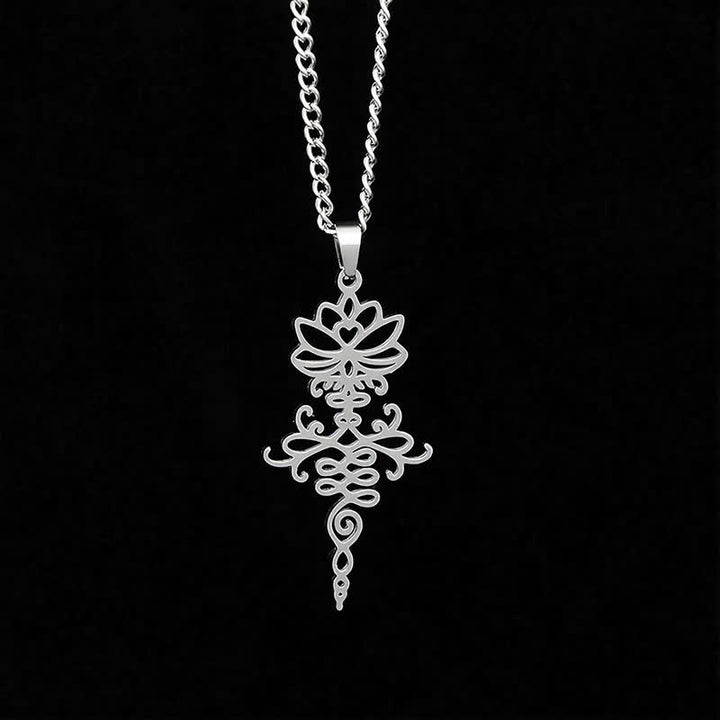 Buddha Stones Modern Titanium Steel Lotus Durability and Enlightenment Necklace - image 2