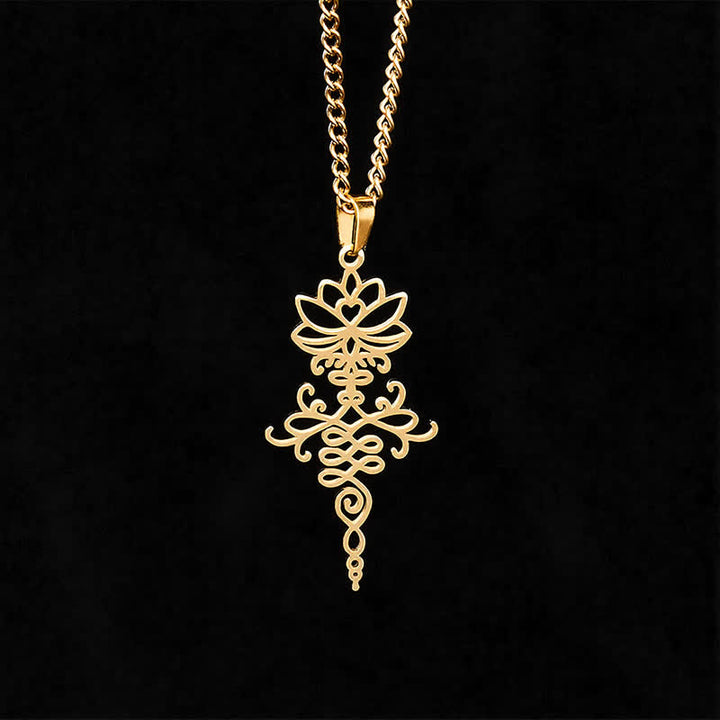 Buddha Stones Modern Titanium Steel Lotus Durability and Enlightenment Necklace - image 9
