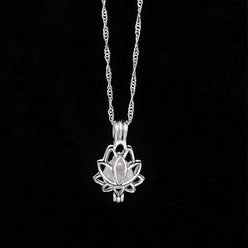 Buddha Stones Moonstone Titanium Steel Cutout Lotus Meditation Pendant Necklace - Moonstone(Love ♥ Calm) - image 0