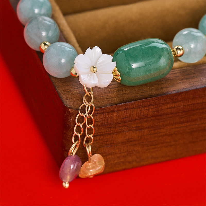 Buddha Stones Jade Blossom Charm Protection Stretch Bracelet - image 9