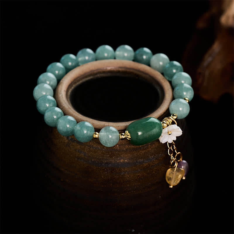 Buddha Stones Jade Blossom Charm Protection Stretch Bracelet - image 2
