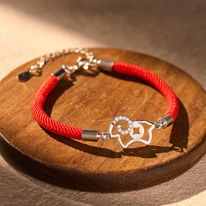 Buddha Stones Braided Red String Goat Zodiac Charm Strength Bracelet - Red String(Protection ♥ Luck) - image 0