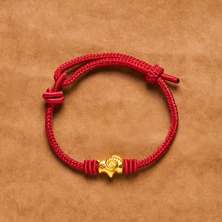 Buddha Stones Braided Red String Goat Charm Connection Bracelet - image 2