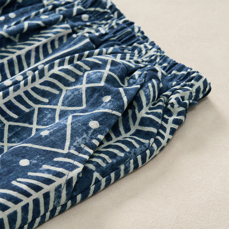 Buddha Stones Blue Stripes Print Wide Leg Pants With Pockets - image 3
