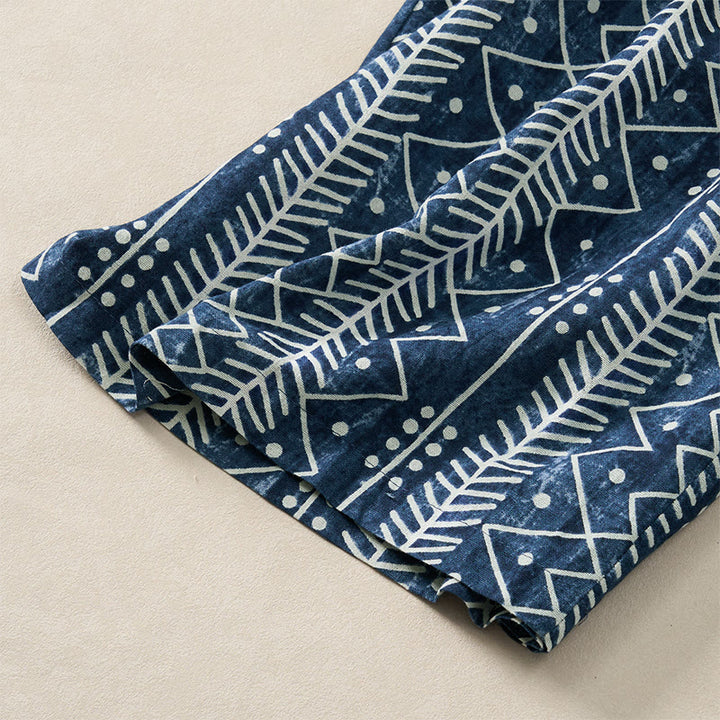 Buddha Stones Blue Stripes Print Wide Leg Pants With Pockets - image 5