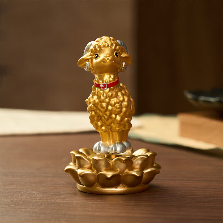 Buddha Stones Resin Lucky Cartoon Sheep Cloud Base Rotating Cute Animal Decor - image 23