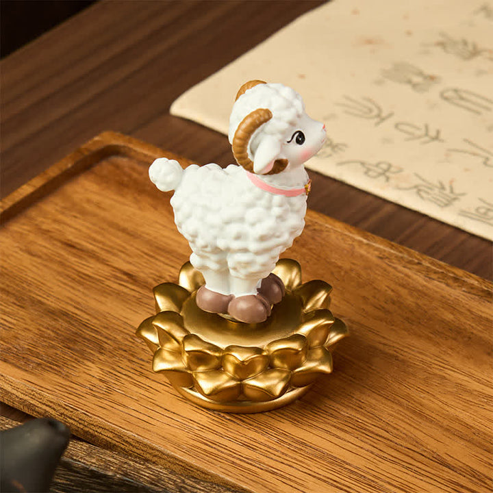 Buddha Stones Resin Lucky Cartoon Sheep Cloud Base Rotating Cute Animal Decor - image 7
