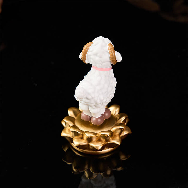 Buddha Stones Resin Lucky Cartoon Sheep Cloud Base Rotating Cute Animal Decor - image 3