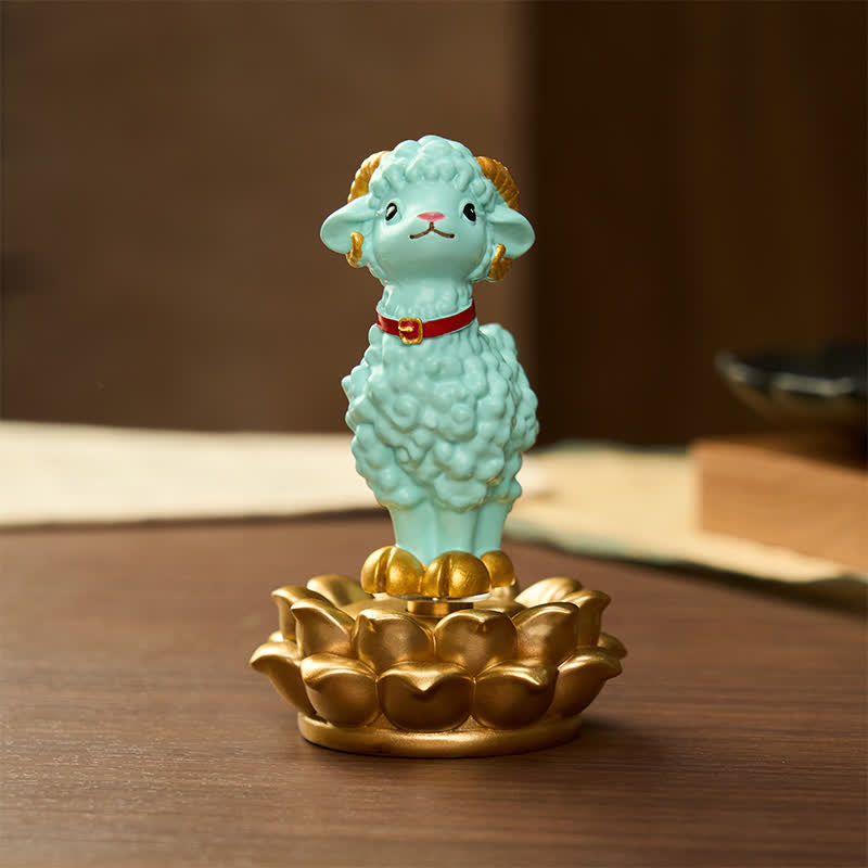 Buddha Stones Resin Lucky Cartoon Sheep Cloud Base Rotating Cute Animal Decor - image 16