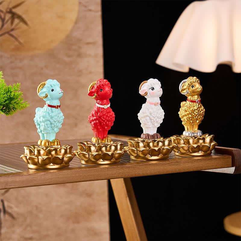 Buddha Stones Resin Lucky Cartoon Sheep Cloud Base Rotating Cute Animal Decor - image 28