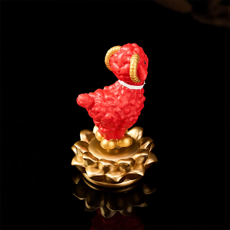 Buddha Stones Resin Lucky Cartoon Sheep Cloud Base Rotating Cute Animal Decor - image 12