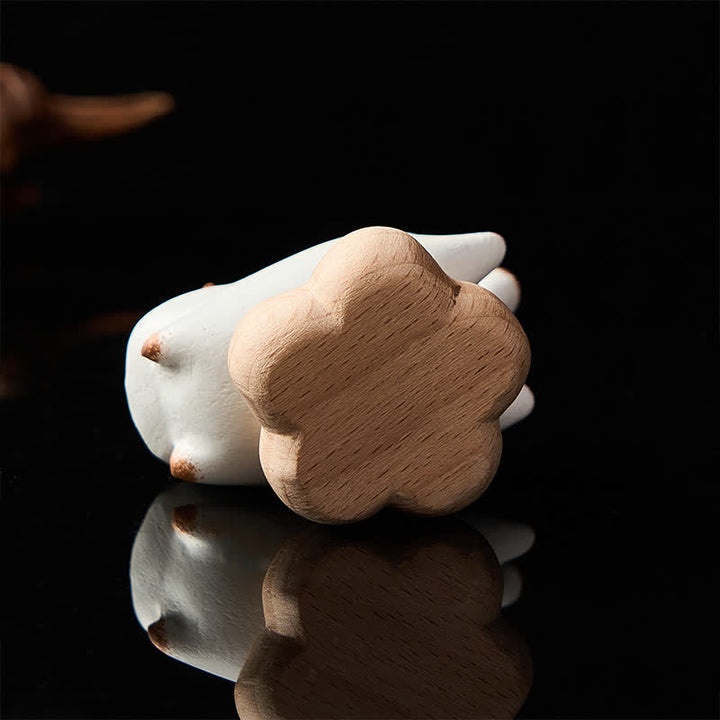 Buddha Stones Beech Wood Rotating Cat Dog Tea Pet Cute Animal Decor - image 5