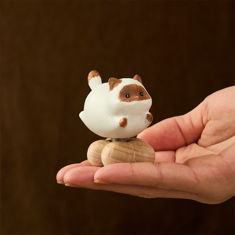 Buddha Stones Beech Wood Rotating Cat Dog Tea Pet Cute Animal Decor - image 6