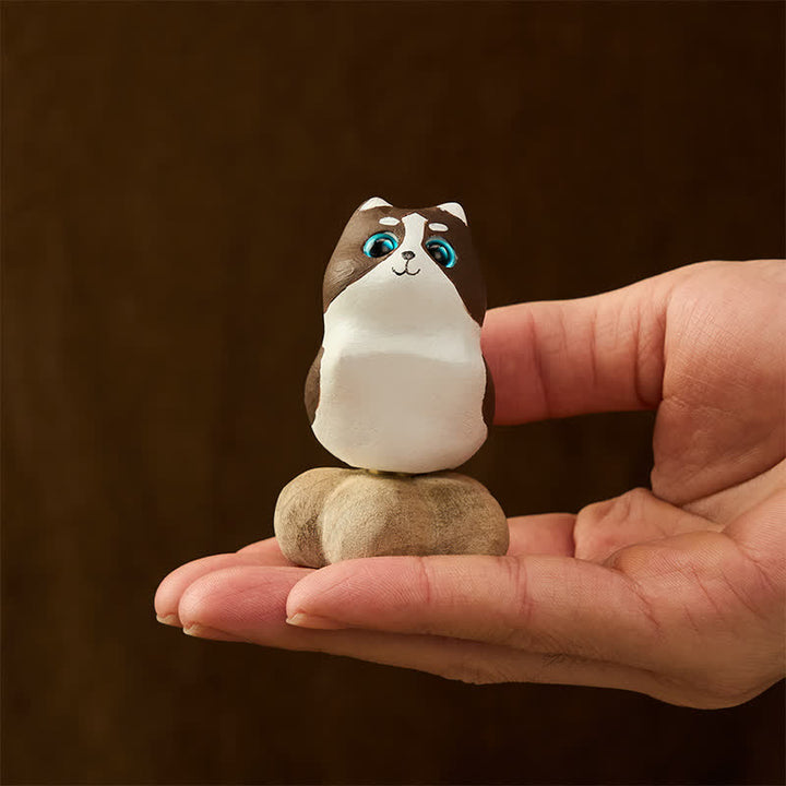 Buddha Stones Beech Wood Rotating Cat Dog Tea Pet Cute Animal Decor - image 15