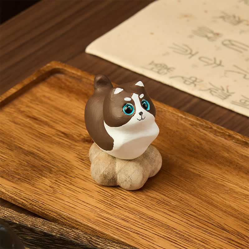 Buddha Stones Beech Wood Rotating Cat Dog Tea Pet Cute Animal Decor - image 17
