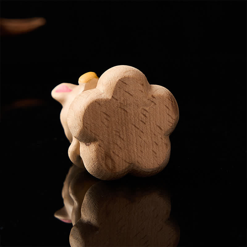 Buddha Stones Year of the Goat Beech Wood Rotating Sheep Lamb Tea Pet Cute Animal Decor - image 8