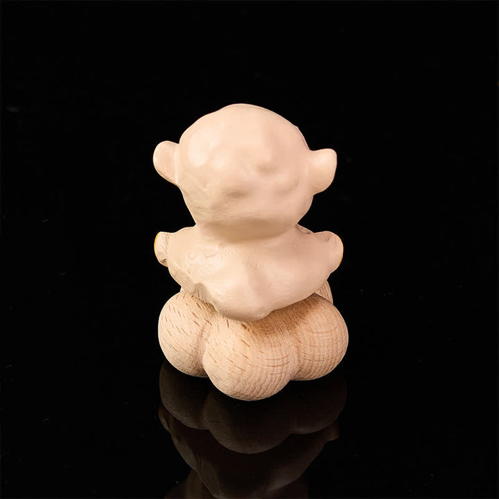 Buddha Stones Year of the Goat Beech Wood Rotating Sheep Lamb Tea Pet Cute Animal Decor - image 2