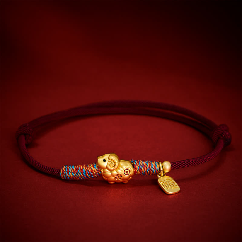 Buddha Stones Year of the Goat Copper Cute Sheep Lamb Fu Character Coins Red String Luck Bracelet - image 24