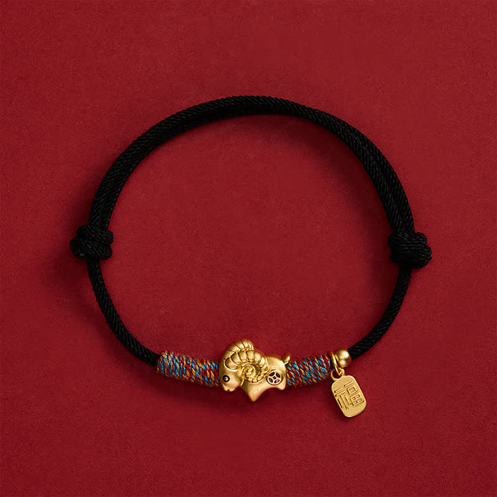 Buddha Stones Year of the Goat Copper Cute Sheep Lamb Fu Character Coins Red String Luck Bracelet - image 17